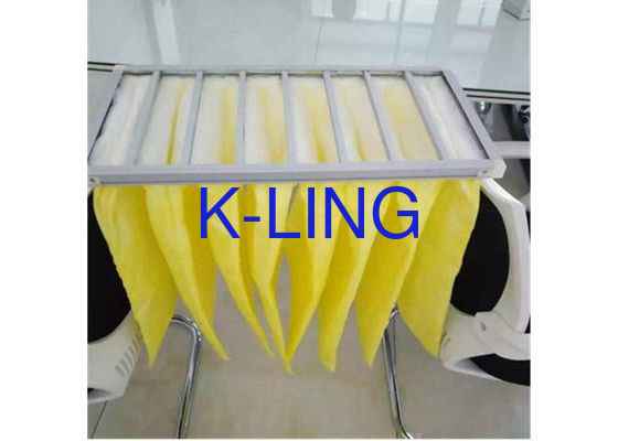 एल्यूमीनियम मिश्र धातु फ्रेम और सिंथेटिक फाइबर के साथ 80% आर्द्रता जेब एयर फिल्टर