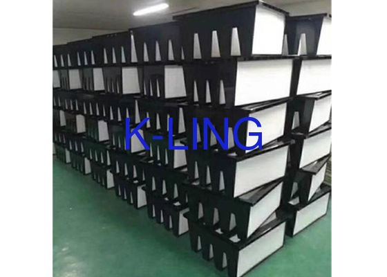 धूल क्षमता ग्लास फाइबर V बैंक वायु फिल्टर F7-F9 ग्रेड 80.C तापमान अनुप्रयोगों के लिए